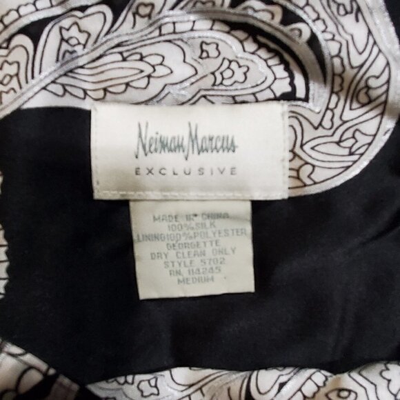 Neiman Marcus Exclusive 100% Silk Womens‎ Black Paisley Flowy Skirt Size M - Picture 3 of 12
